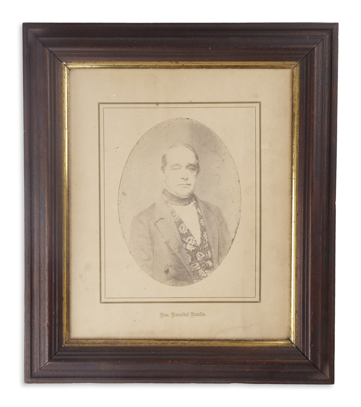 (LINCOLN, ABRAHAM.) Photograph of Lincolns first vice president, Hannibal Hamlin.